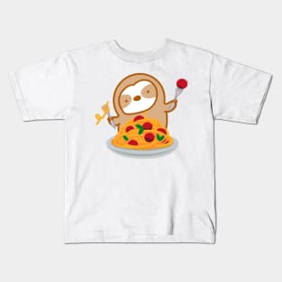 Cute Spaghetti Pasta Sloth Kids T-Shirt